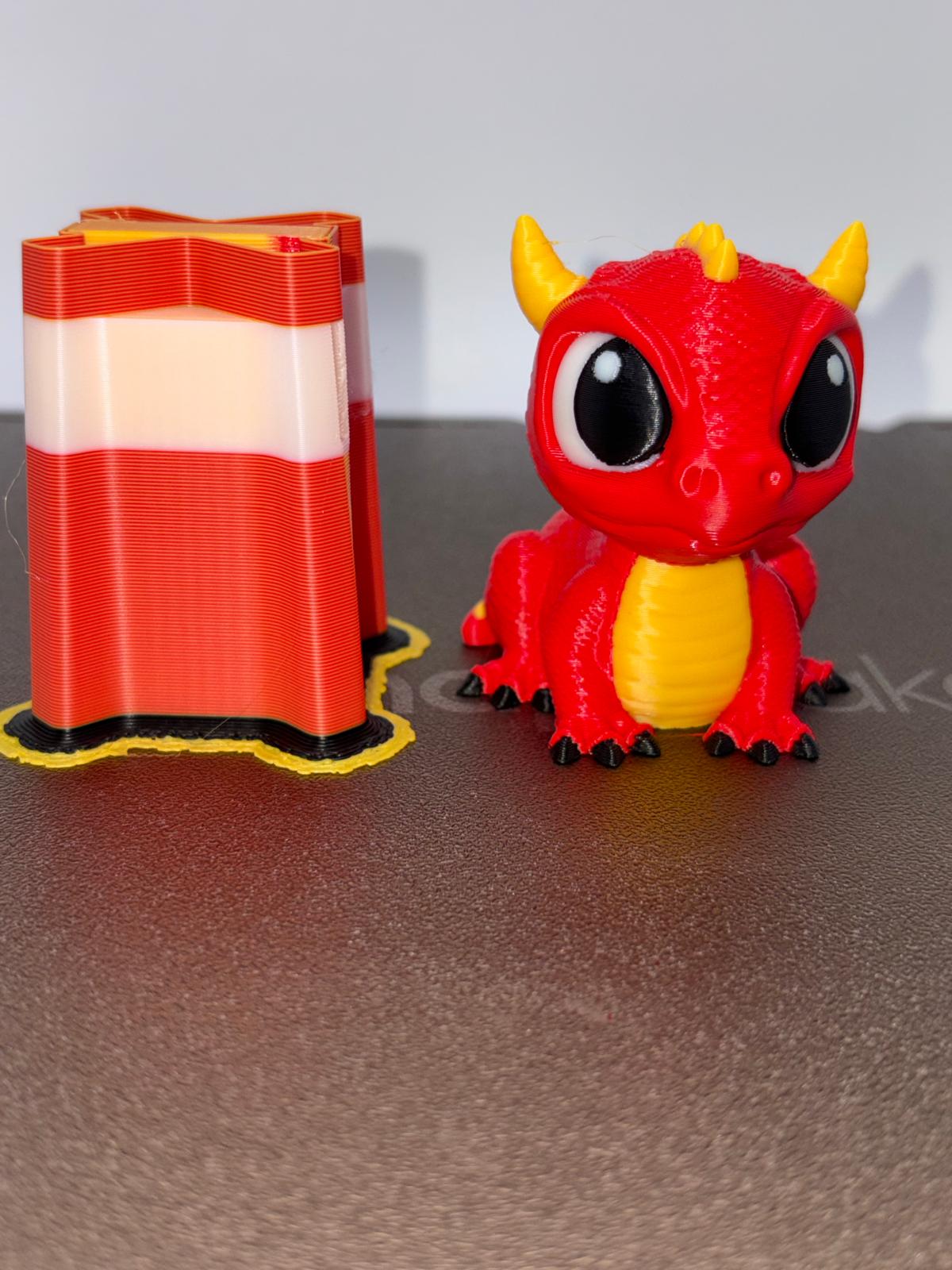Verified Cute Dragon beside its completed multicolor wipe tower